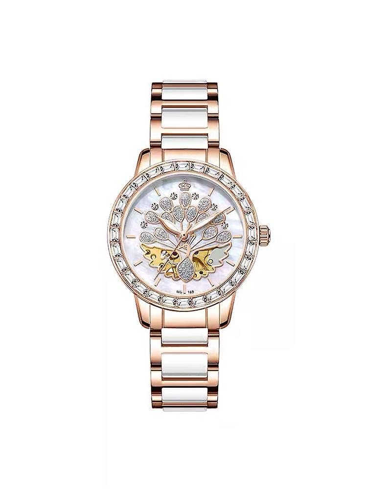 Montre pour femmes de machines creuses automatique de luxe de luxe populaire avec des diamants livraison d'usine