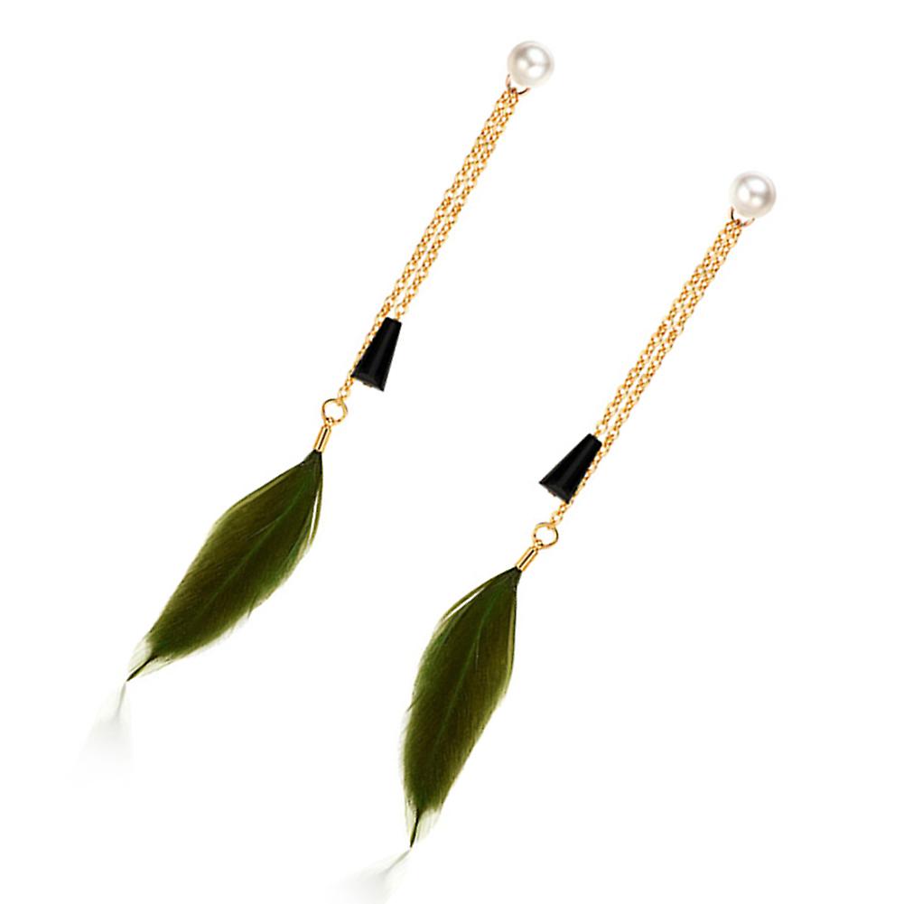 Elegant Feather Drop Ear Studs Earrings for Women