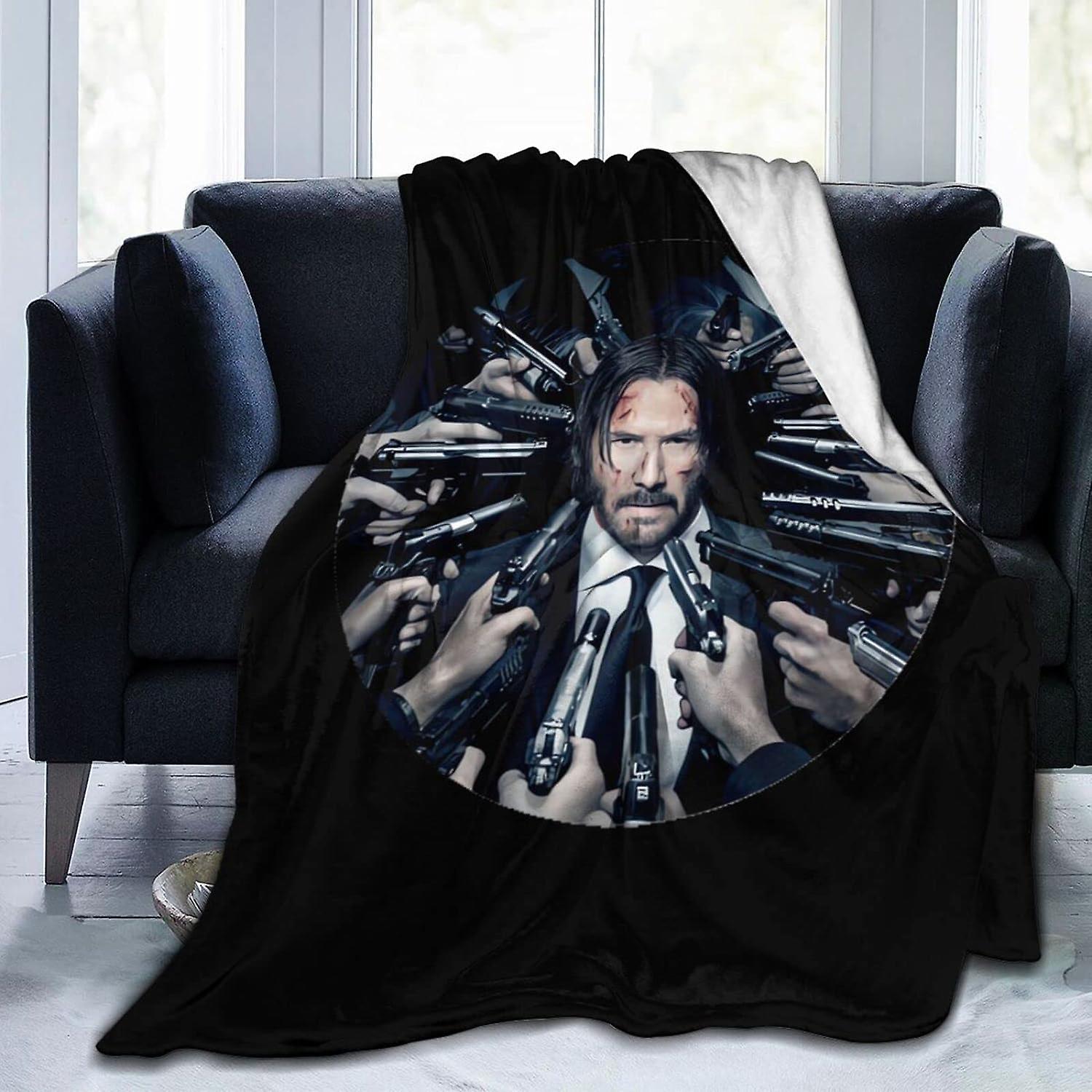 John Throw Blanket Wick Soft Lightweight Flannel Blankets for Bed Couch Sofa All Season Warm Cozy Fuzzy Plush Microfiber Blanket ABD6890