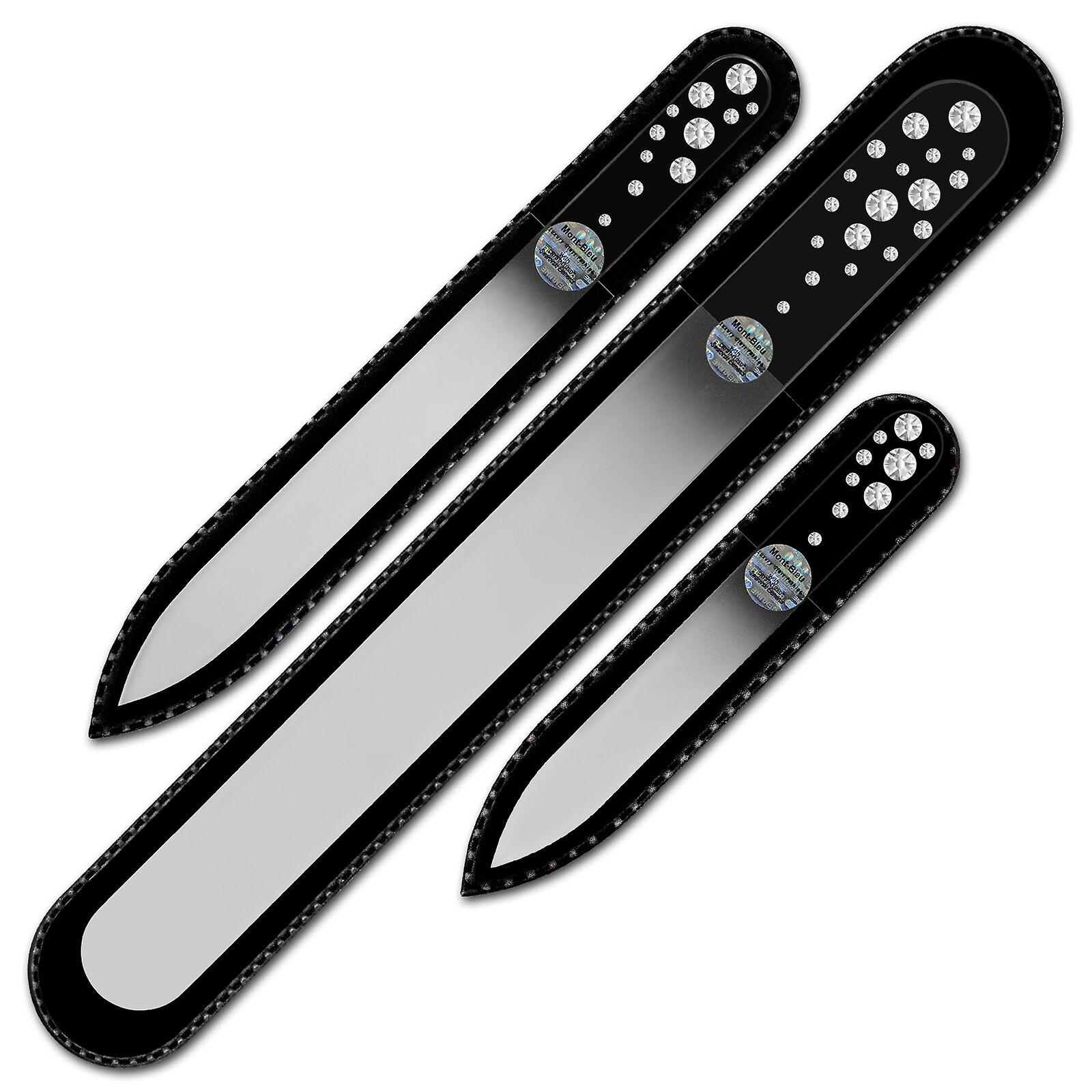 Set of 3 Black Crystal Nail Files with crystals WB-BMS - Crystal