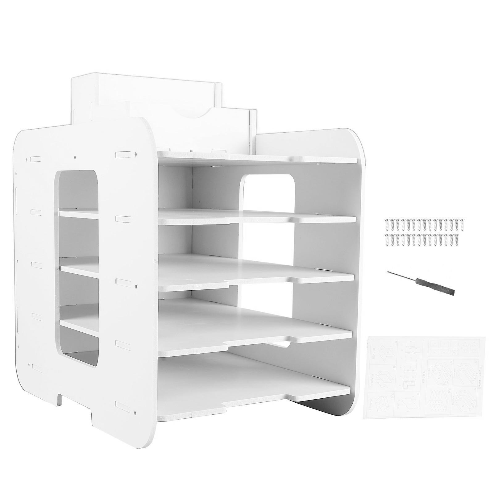 Desktop File Shelf 5 Layer Modern Plastic Tabletop Paper Document Organizer Rack for Study Office