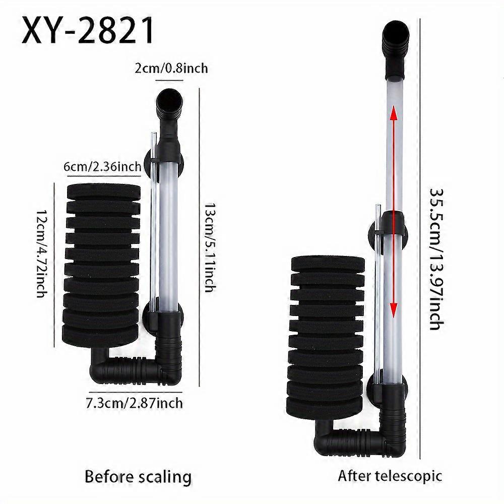 大型水族館生化学フォームスポンジフィルター - 健康な魚のハブのための4cm吸盤を備えた静かな空気駆動のシングルブラック水中ろ過システム