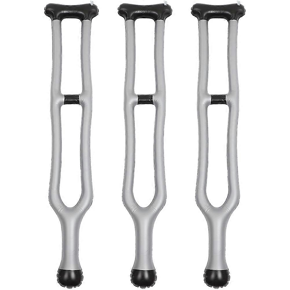 3pcs PVC Inflatable Crutch Toy Creative Walking Stick Inflate Stage Inflatable Balloon Toys