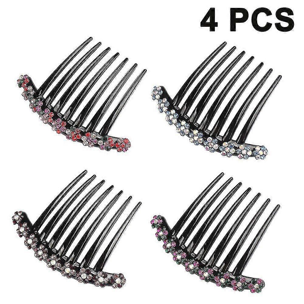 Conjunto de pentes de cabelo com 4 dentes de strass