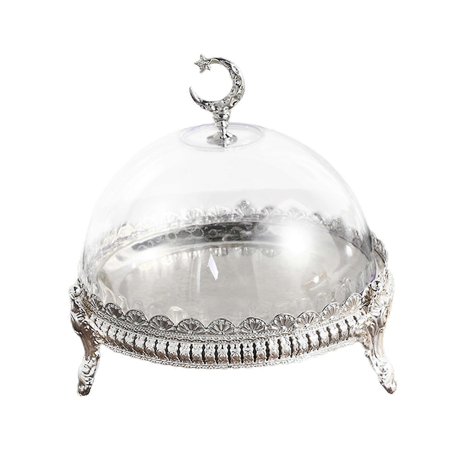 ふた付きケーキスタンド、ケーキドームスナック、ラマダントレイ、ウェディングパーティーフェスティバル、シルバー