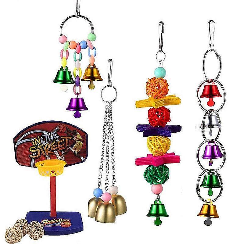 Safe Non-toxic Bird Toys Parrot Bite Toy Bell String Basketball Shooting Frame