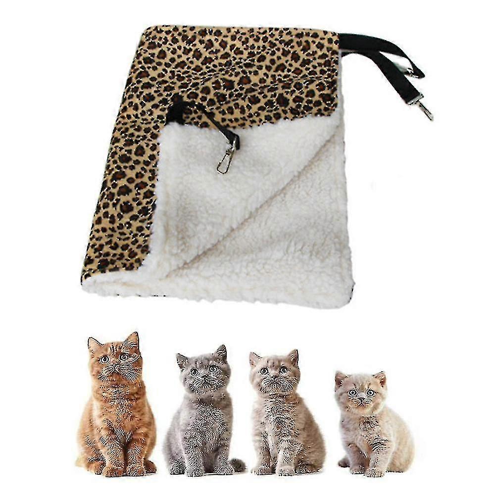 Hanging Cat Hammock,pet Hammock For Cage Adjustable Cat Bed Sleepy Pad(1 Piece,leopard Print