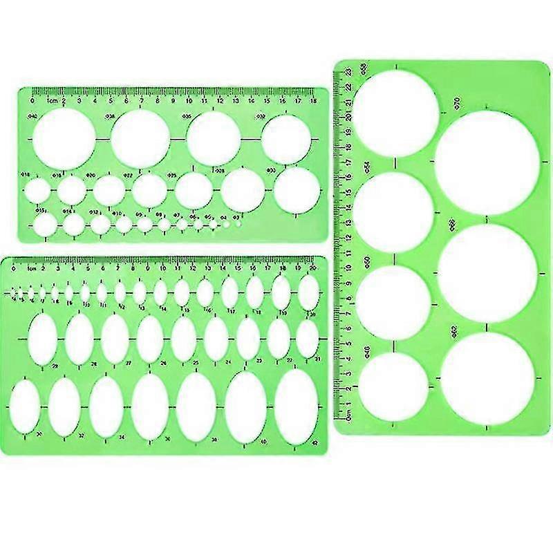 3pcs Circular Template Measuring Geometry Ruler