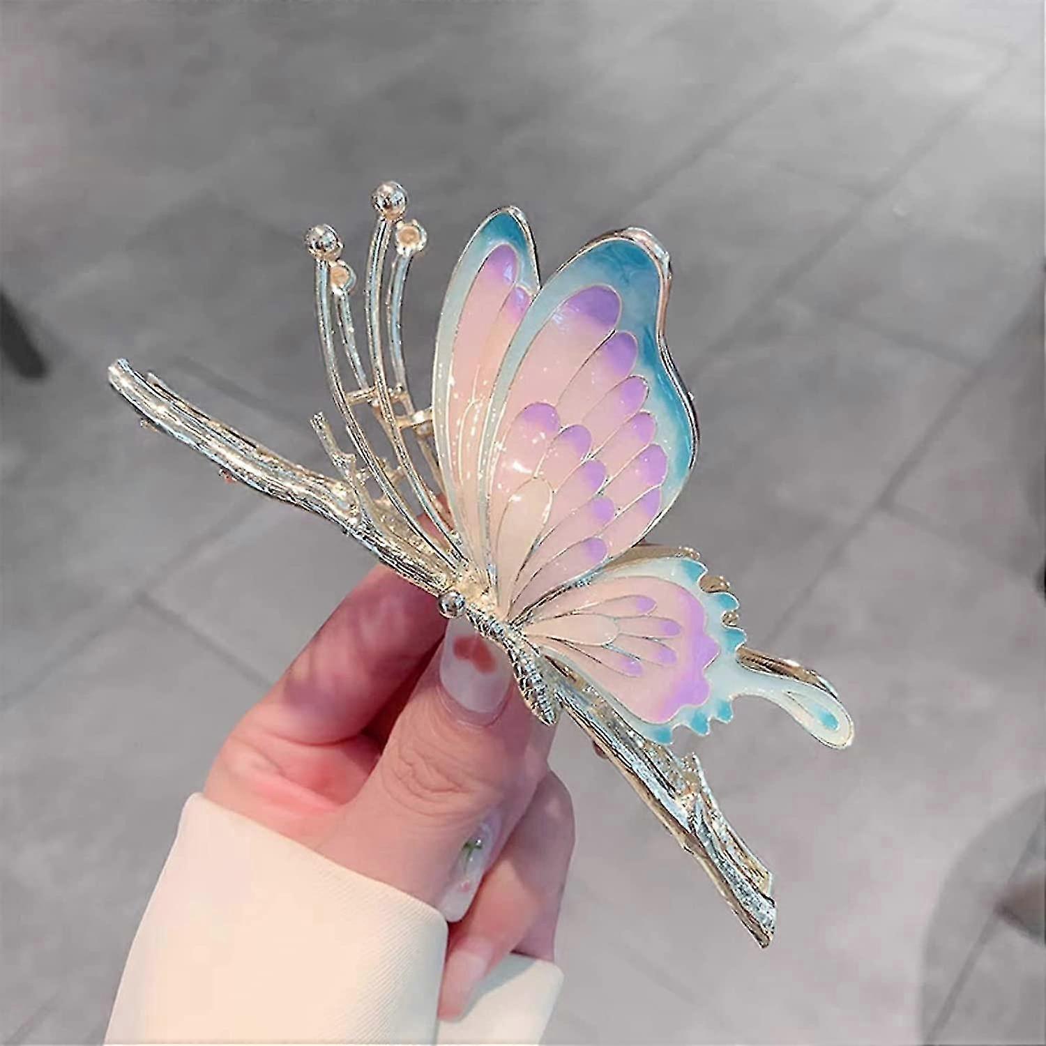 2pcs Butterfly Hair Claw Clip per le donne, antiscivolo metallo farfalla fermagli per capelli, eleganti clip di squalo, accessori per capelli | IT