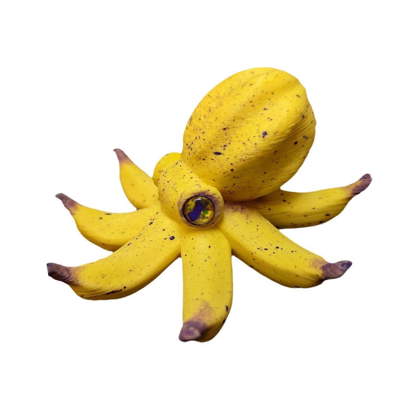 Banane Octopus Statue Décoration Table Centre Patio Bureau Résine Figurine Jaune