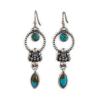 Turquoise Earrings, 925 Silver Needle Dangle Earrings Simulated