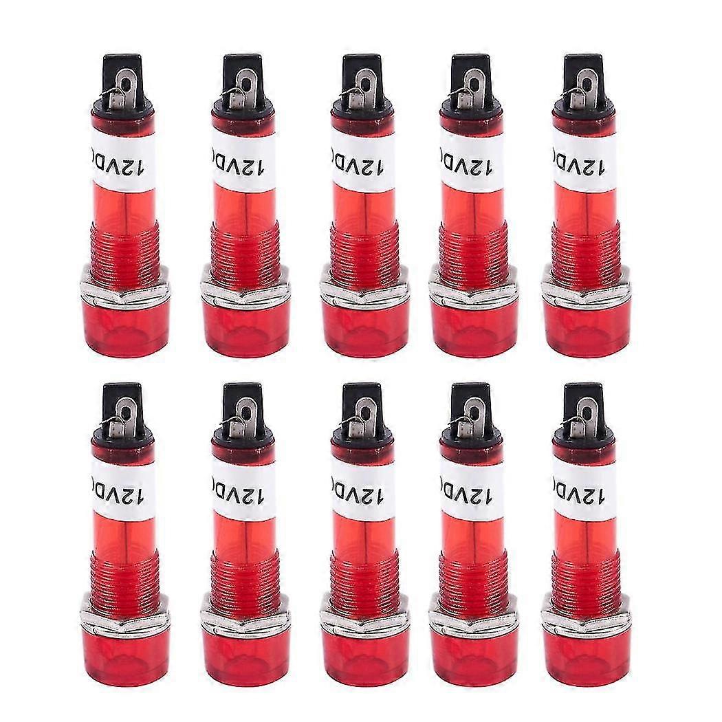 10 Pcs 12v Recessed Red Signal Indicator Lamp