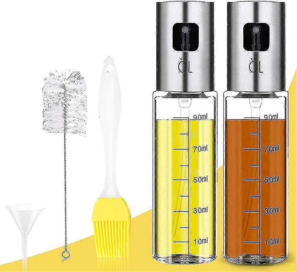 Oil Sprayer With Scale 2pcs, For Cooking 4 In 1 Refillable Oil & Vinegar Bottl