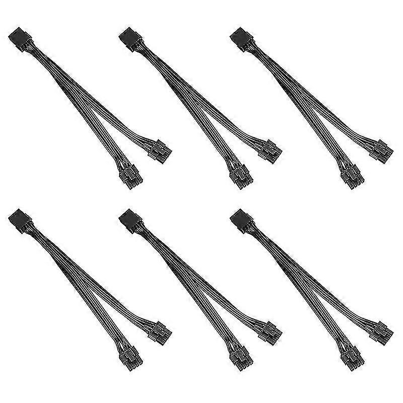 6 Pcs 8p Female To Dual 6+2pin Male Card One In Two Power Cord 20cm