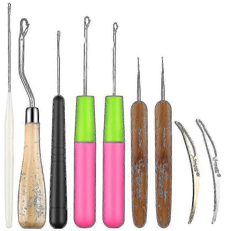 9 Pieces Bent Latch Hook Crochet Needle Set Latch Hook Dreadlocks Tool