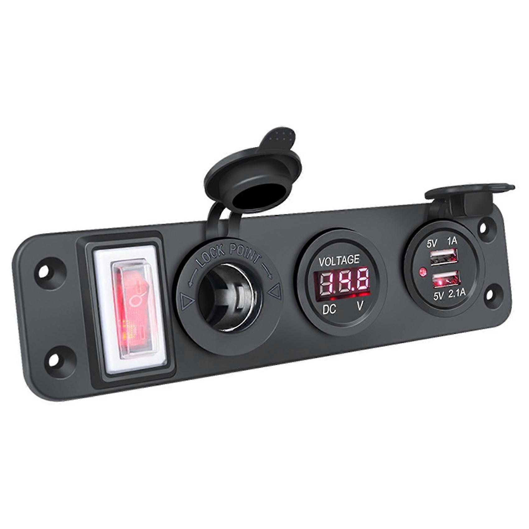 4 In 1 New Digital Voltmeter+12v Power Socket +dual Usb Power Marine Usb Charging Socket Red