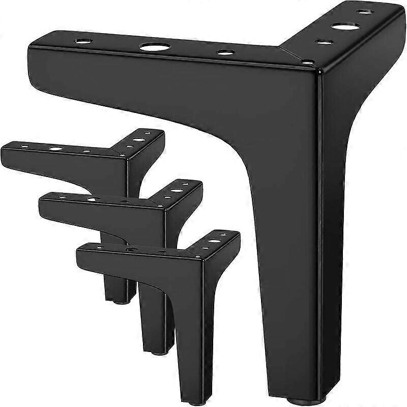 Set of 4 Furniture Legs Load Up to 600KG, 17cm Modern Metal Triangle Shaped Table Leg, Hairpin Furniture Leg for Cupboard, Sofa, Black17cm