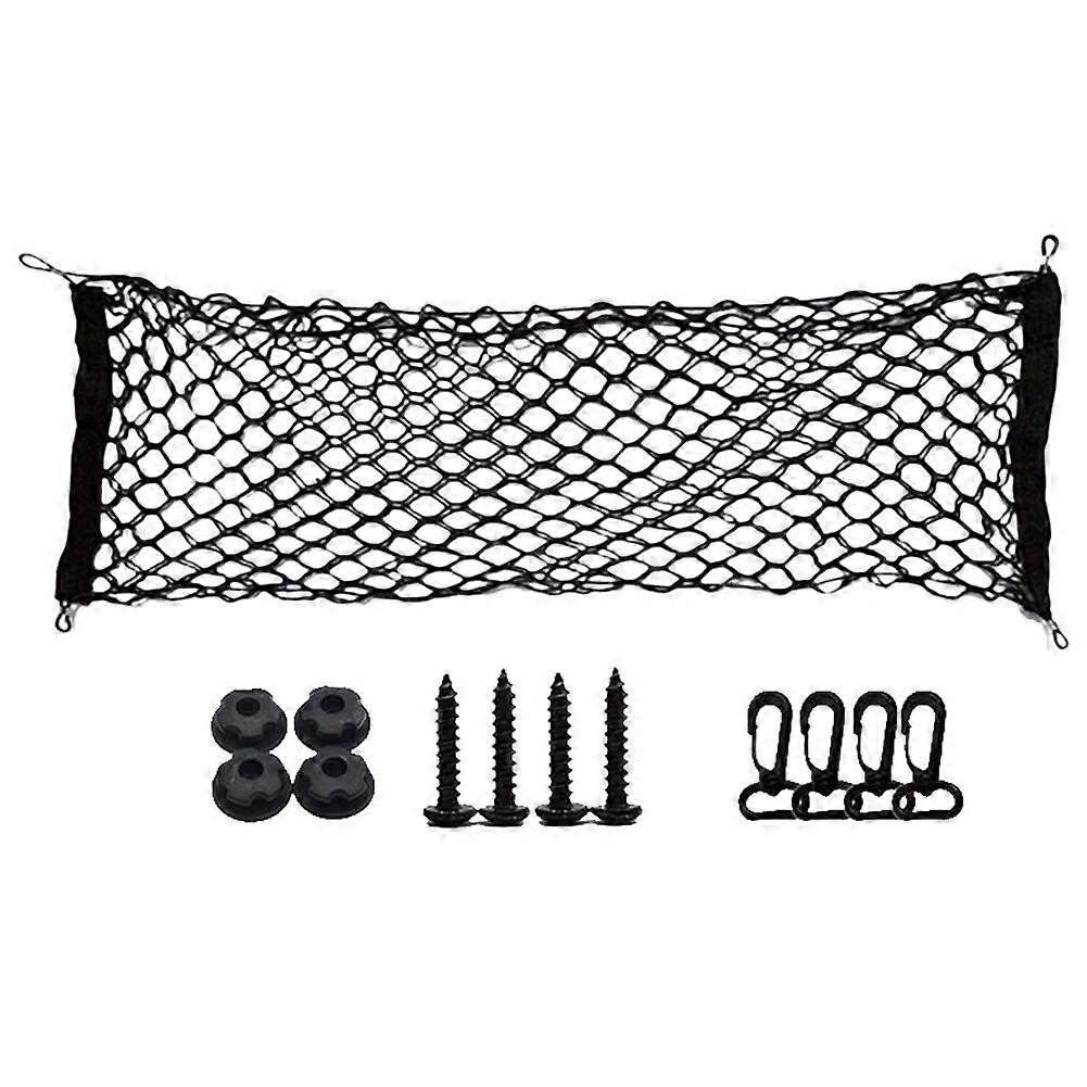 Rear Cargo Net Stretchable Universal Adjustable Elastic Trunk Storage Organizer Double-Layer Storage Nylon Mesh with Hooks