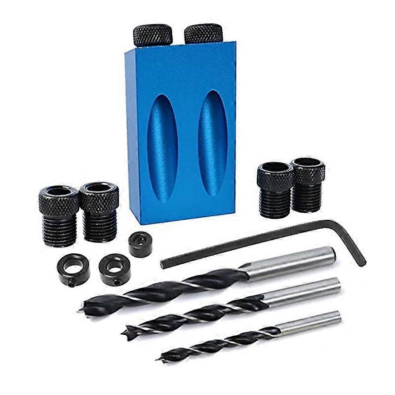 15 Degree Angle Drilling Kit for Wood with Jig Guide Drill Bits and 6/8/10mm Holes