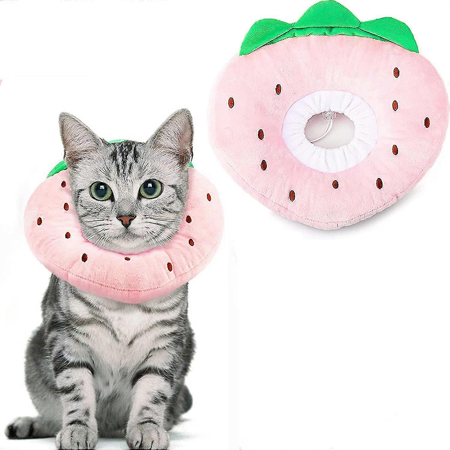 Collars for Cats Dogs Adjustable Protection Collar(Strawberry, M)