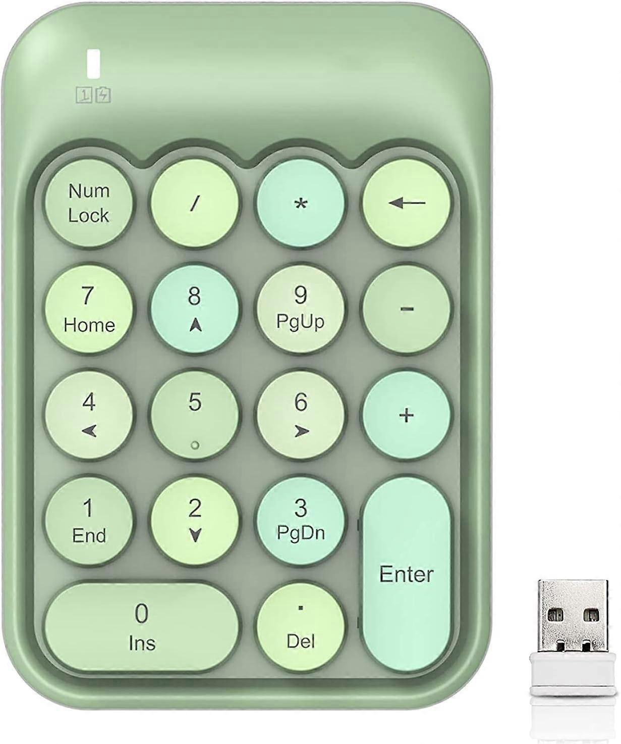 Wireless Numeric Keypad 18 Keys with 2.4G Mini Portable Silent Numeric Keypad USB Receiver