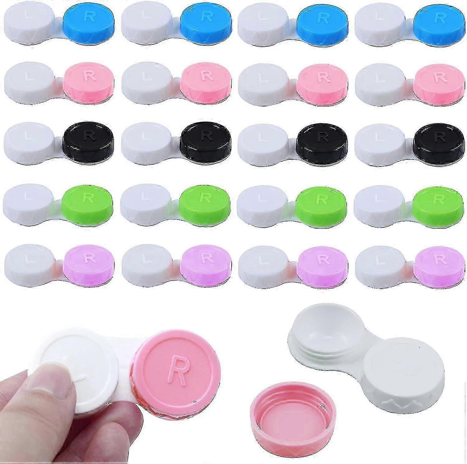 Portable Contact Lens Double Plastic Box (random Color) 20 Pieces
