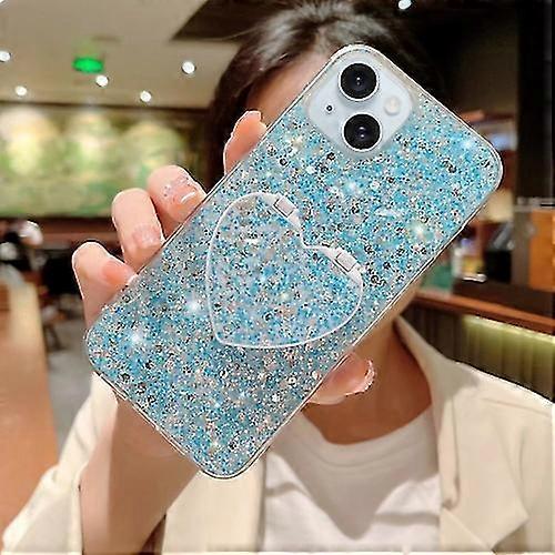 Compatible with Iphone 15 Starry Sequin Mirror Stand Epoxy Tpu Mobile Phone Case