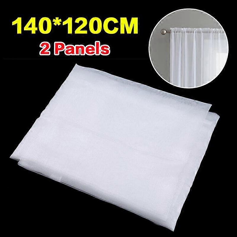 2Pcs Home Decor Voile Curtains White Window Screening Drapery Solid Sheer Window Tulle