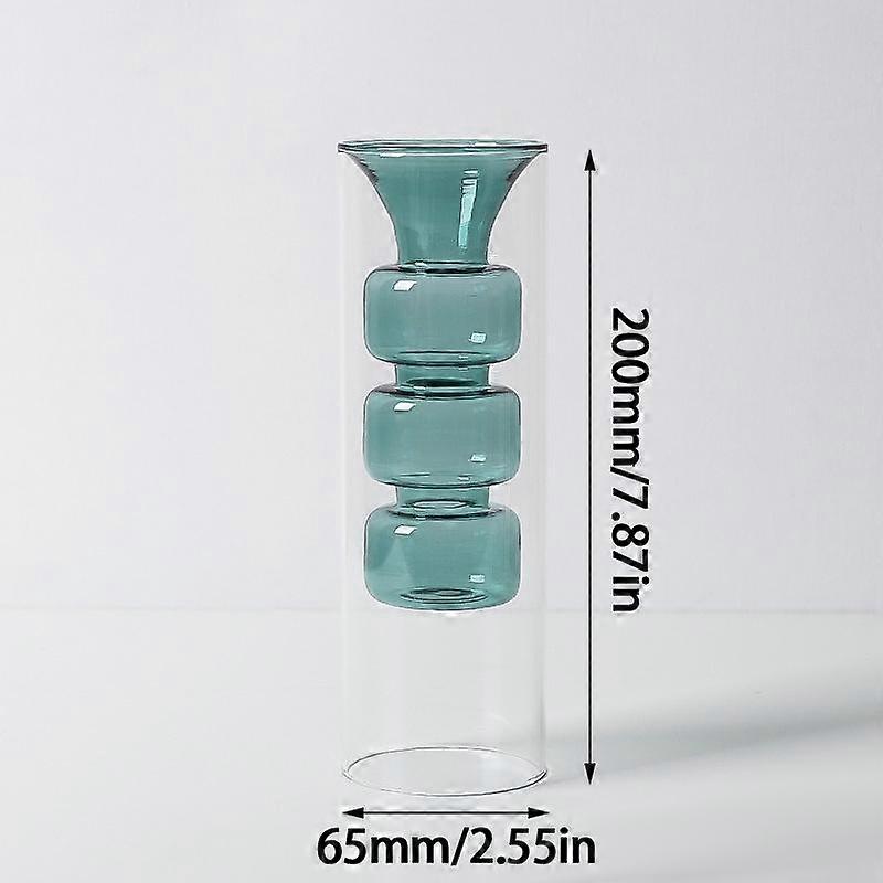 Alien Colored Glass Vase Double Glass Container Hydroponic Flower Vase