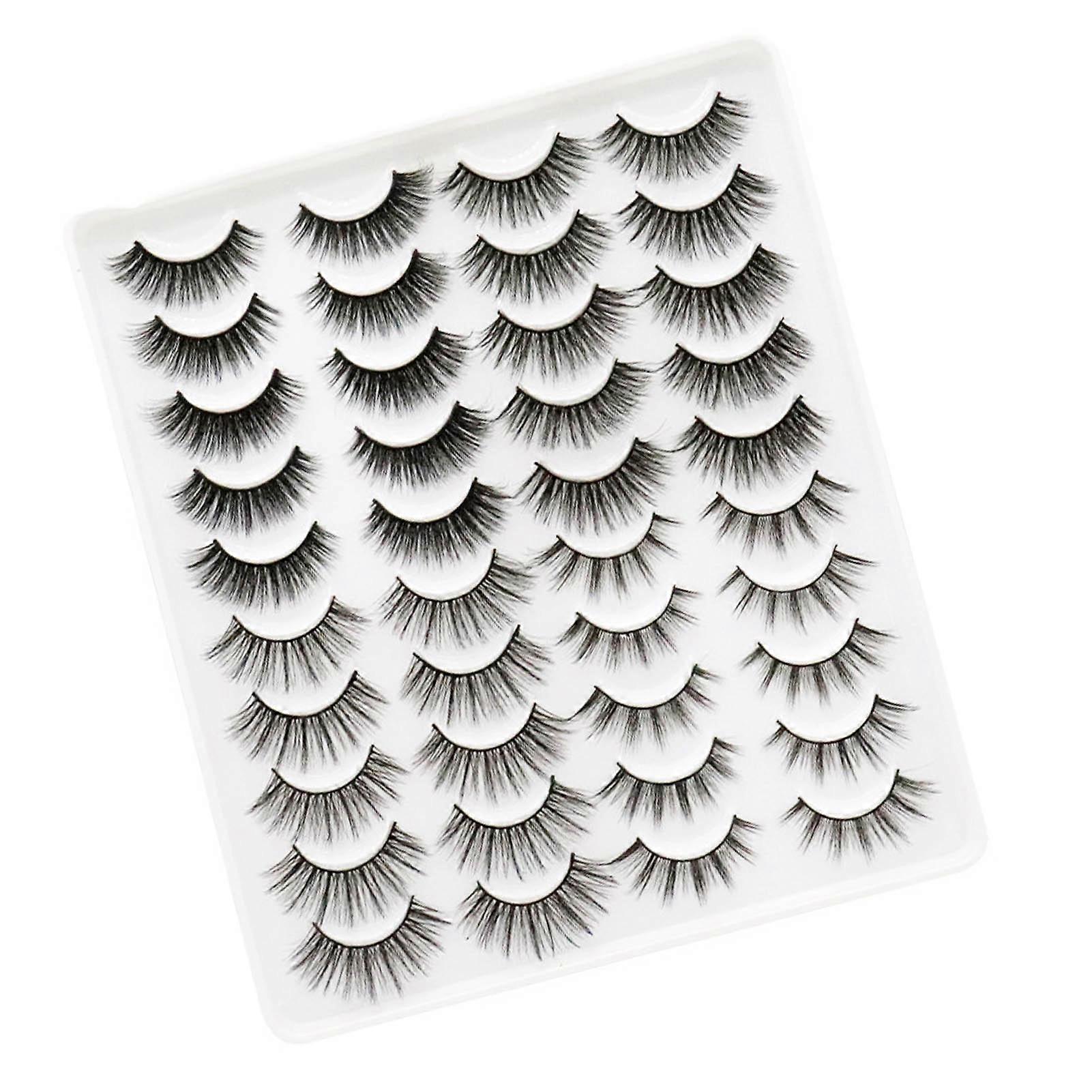 20 Pair Natural Eyelashes Fluffy Cross Fibre 3D False Eyelashes for Party Work Shopping