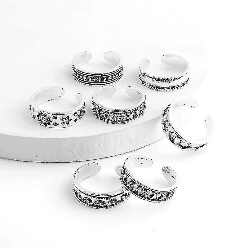 7pcs/set Adjustable Jewelry Silver Open Toe Ring Finger Foot Rings New