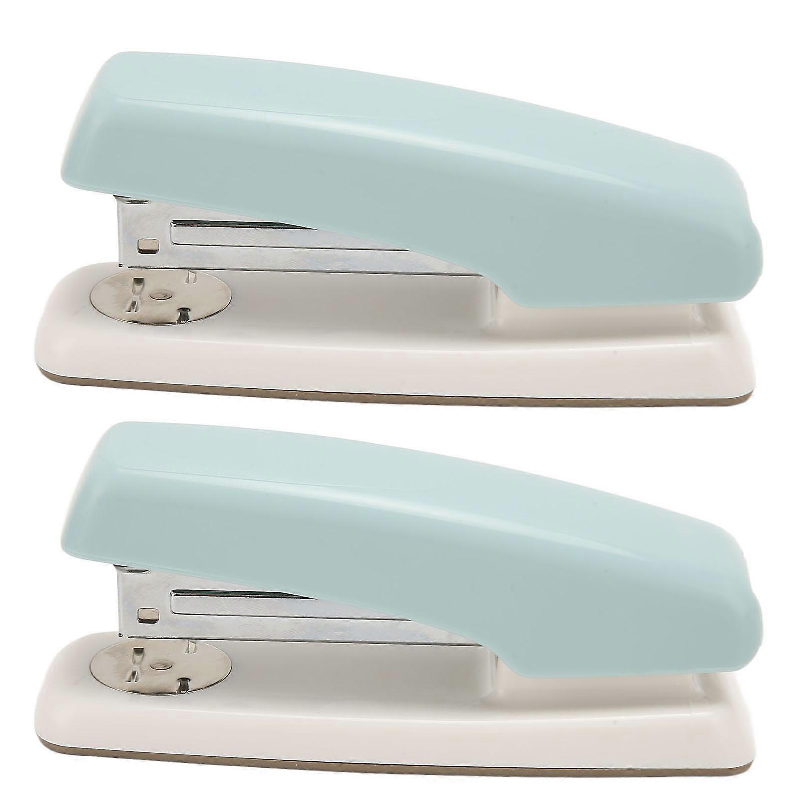 2pcs Desktop Stapler Multipurpose 20 Sheet Capacity Rotation Ergonomic Design Table Stapler for Office School Home Blue