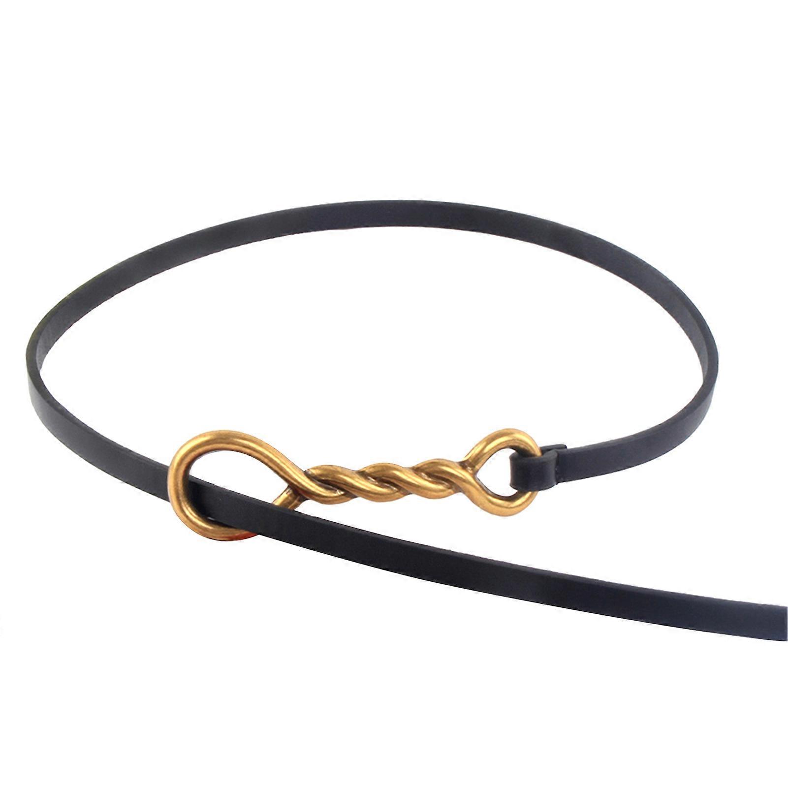 Retro Feamle Leather Belt Fashionable Twists Buckle Belts for Dressing