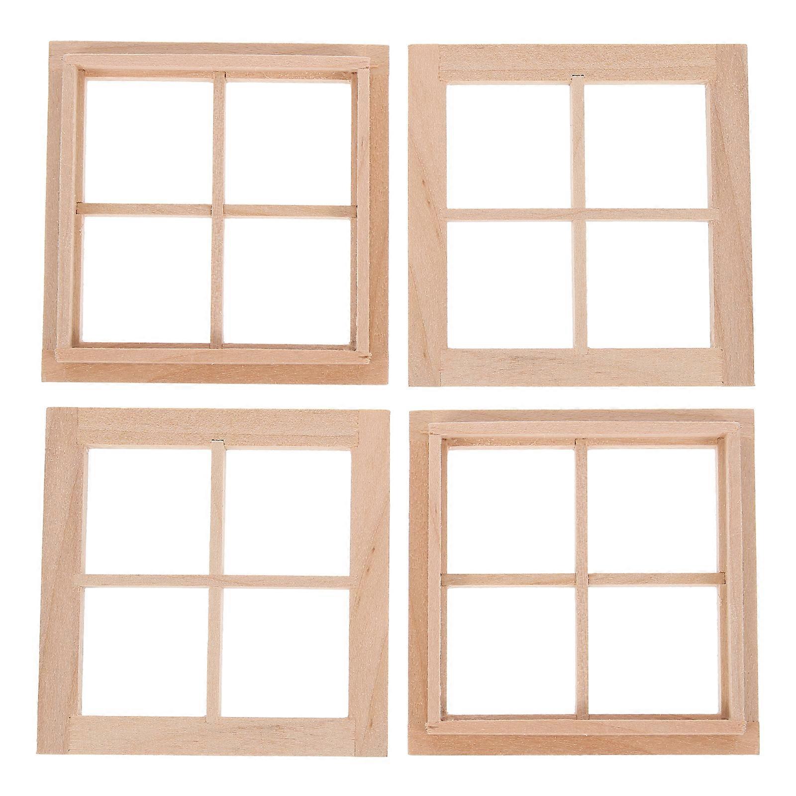 4pcs Mini Window Frame Model Doll House Furniture Decor Window Frame Decor