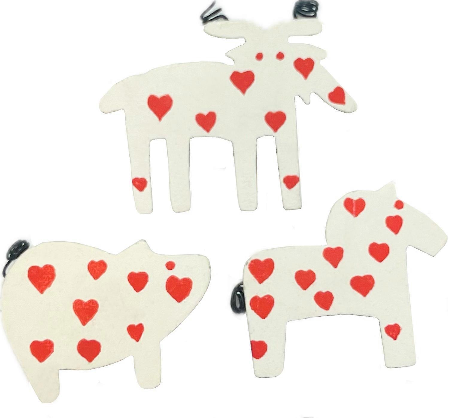 Magnet Jul Trä 3-pack Häst Gris Älg