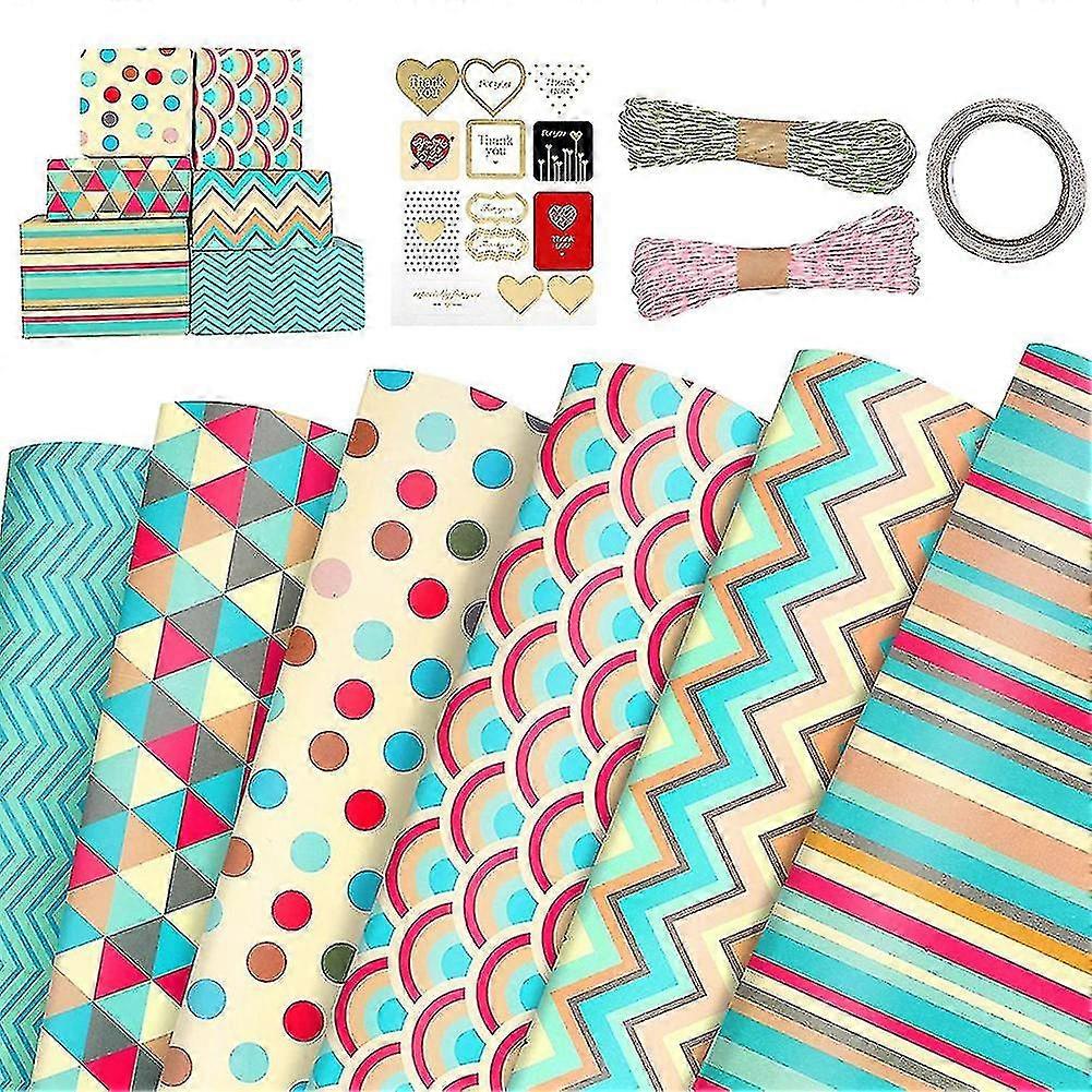 Wrapping Paper Sheets,for Christmas Birthday Party Wrapping Paper Set 6 Pcs Papers