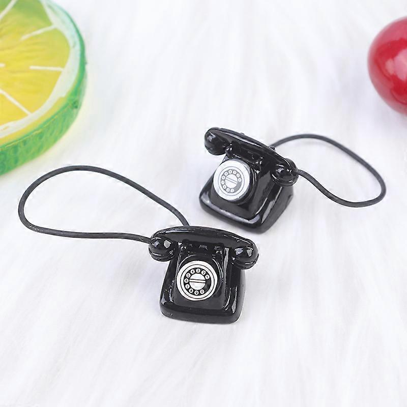 1kpl 1:6/1:12 pienoispuhelimen malli alloy vintage retro pyörivä puhelin nukkekodin sisustustarvikkeet