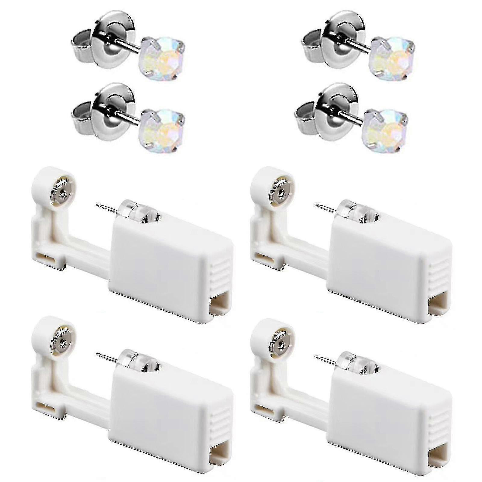 4 حزمة الذاتي الأذن ثقب بندقية يمكن التخلص منها الذاتي الأذن ثقب بندقية كيت مع القرط ترصيع سلامة الأذن ثقب بندقية كيت أداة