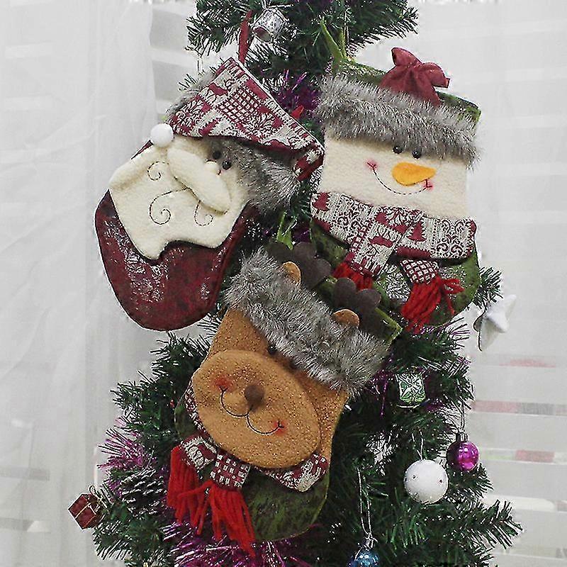 3pcs Christmas tree Ornament stocking gift bag