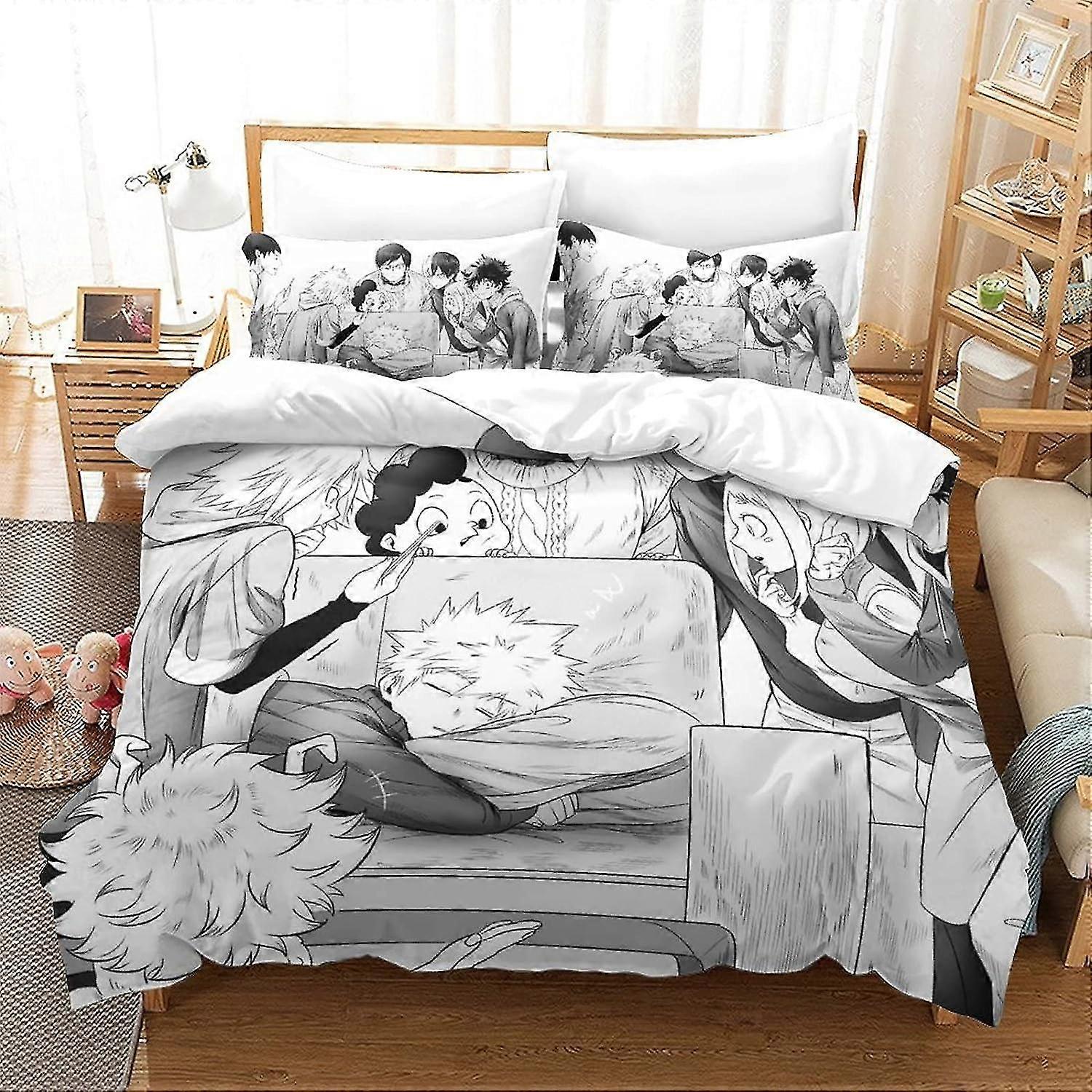 o4876 Lakan My Hero Academia 3D-tryck sängkläder, påslakanset för barn pojkar, anime rumsinredning för tonåringar pojkar king lakan fVV4876