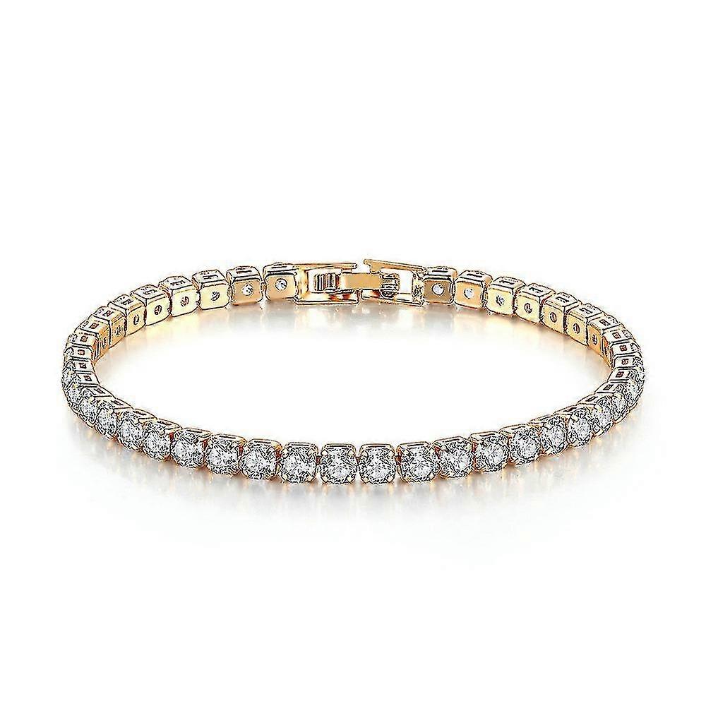 14k Gold Plated 3mm Cubic Zirconia Classic Tennis Bracelet | Gold Bracelets For Women -