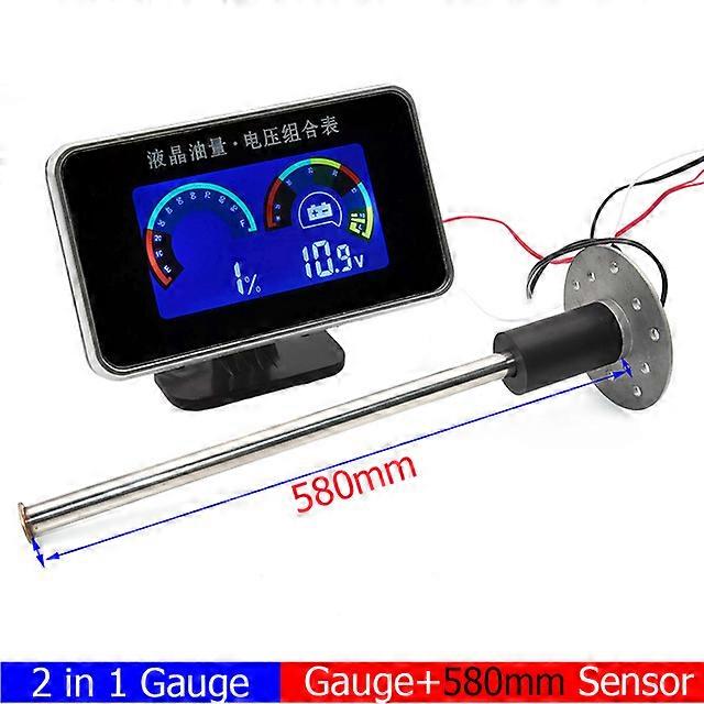1k-10kohm Fuel Level Gauge with Liquid Level Sensor Indicator 12V Car 2in1 Fuel Level Meter Voltmeter Truck Fuel Gauge Digital