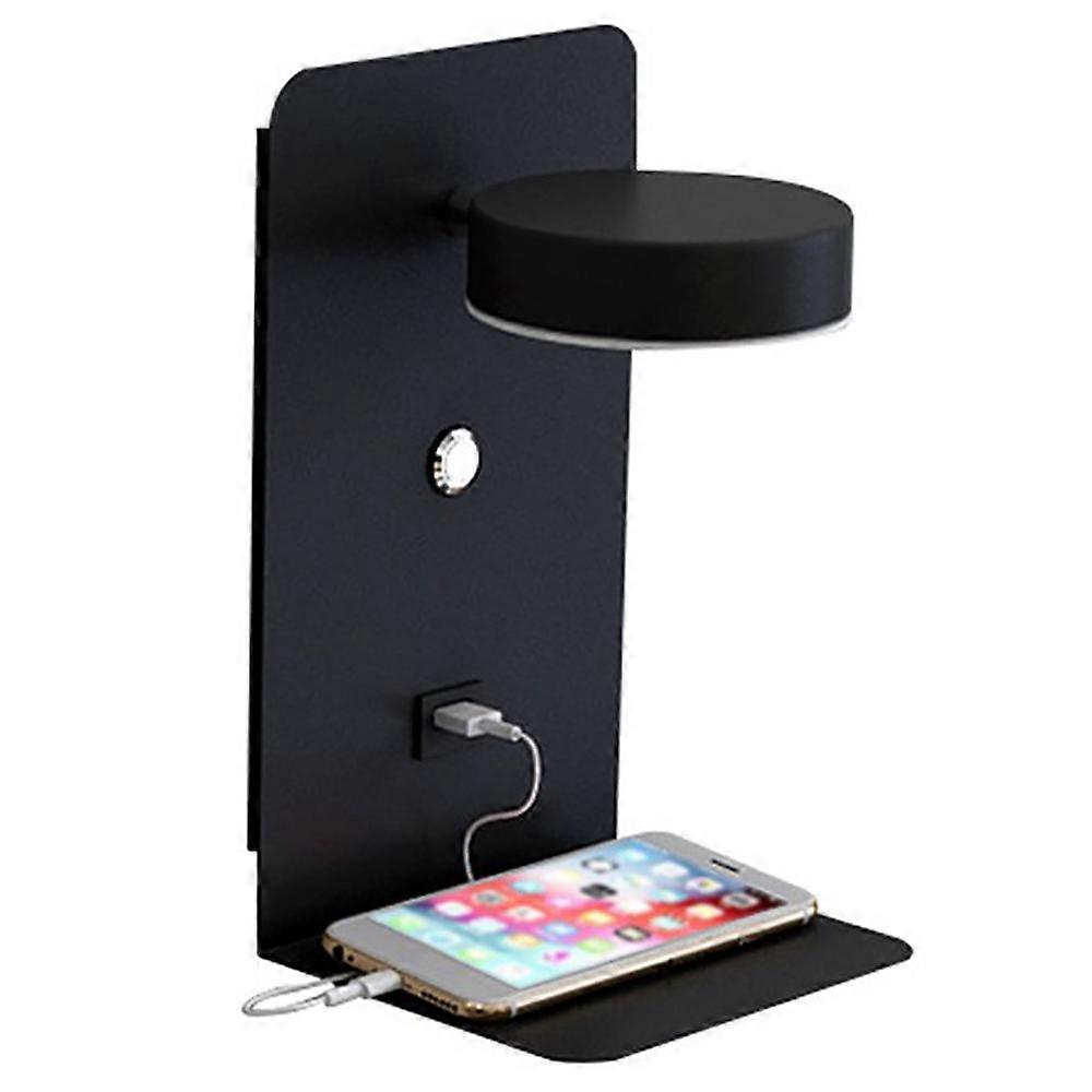 Reading Wall Light with USB Port Charging Rack Bedside Lamp with Switch -Black