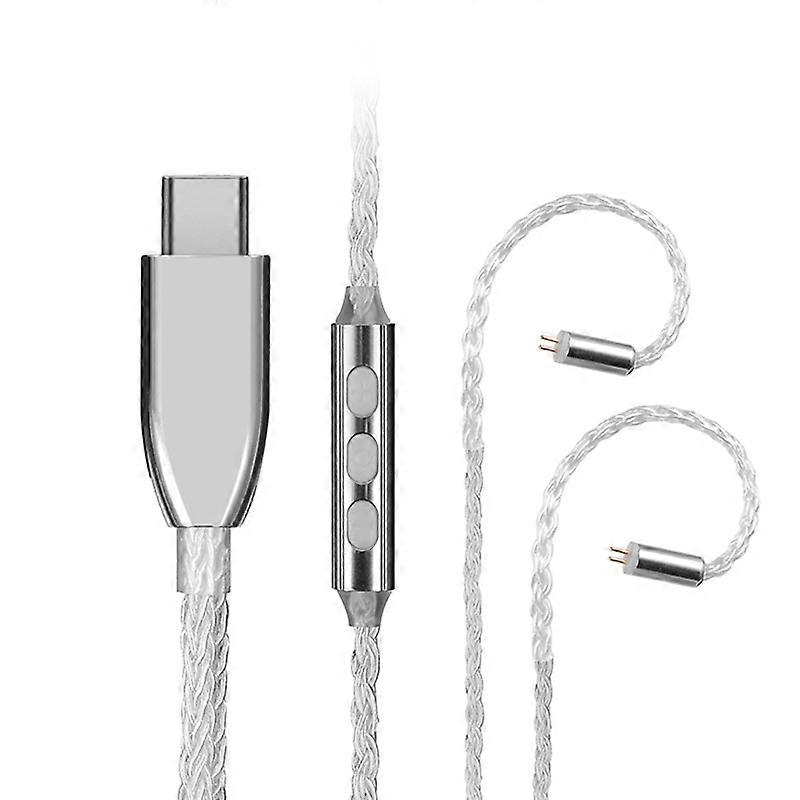 3.5mm/Type-C 8Core Silver Plated Braided Earphone Replacement Headphone Wire