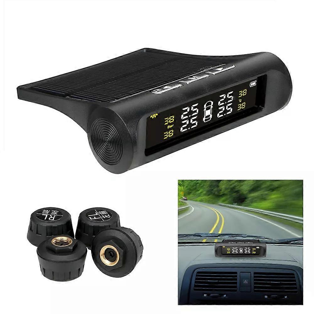 Solar TPMS Tire Pressure Monitoring System Temperature Warning Fuel Save Car Tyre Pressure Monitor 4 External Sensors Cartronics
