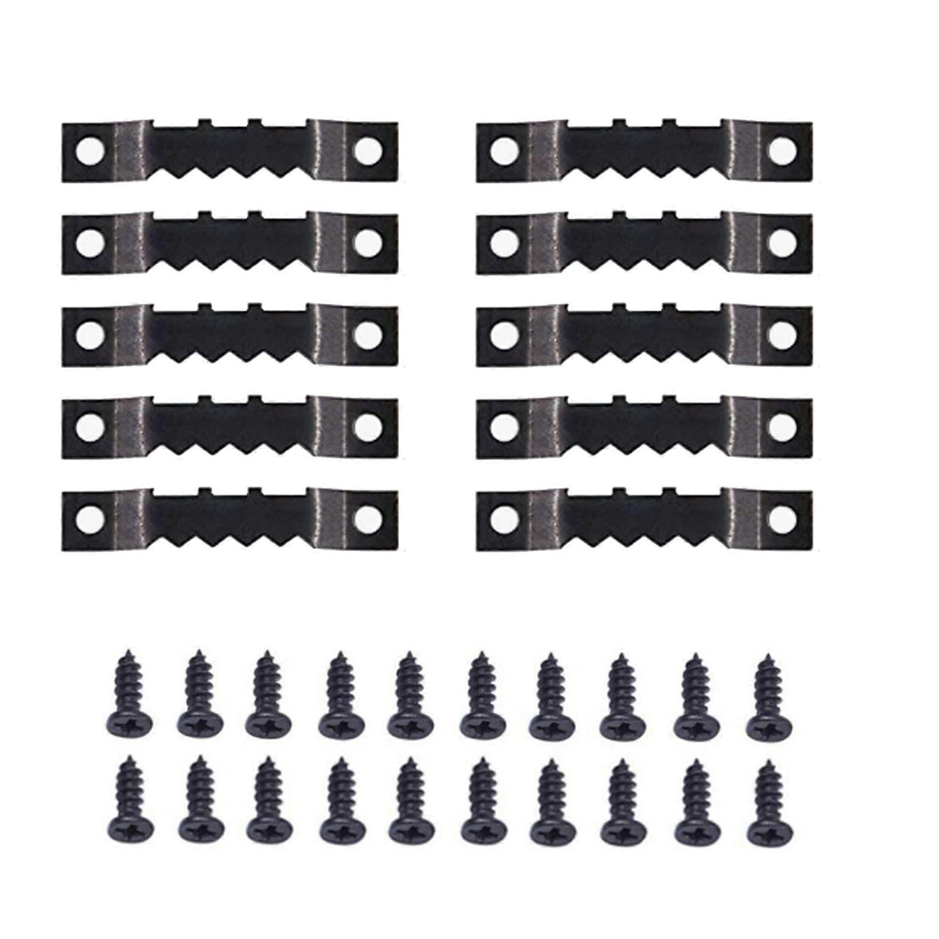 50 Serrations + 100 Screws-Black-Picture Hanger Kit Stainless Steel Picture Frame Fastener Picture Hanger Hooks Picture Hanging Mirror Hook Assorted P