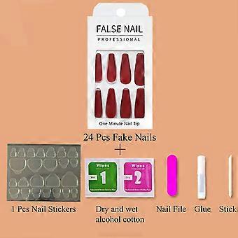 24 Stück Fake Nails Mit Kleber – Extra Lange, Natürliche Press-on Nägel Für Frauen | Inkl. Nagelfeile, Stäbchen & Alkoholpad