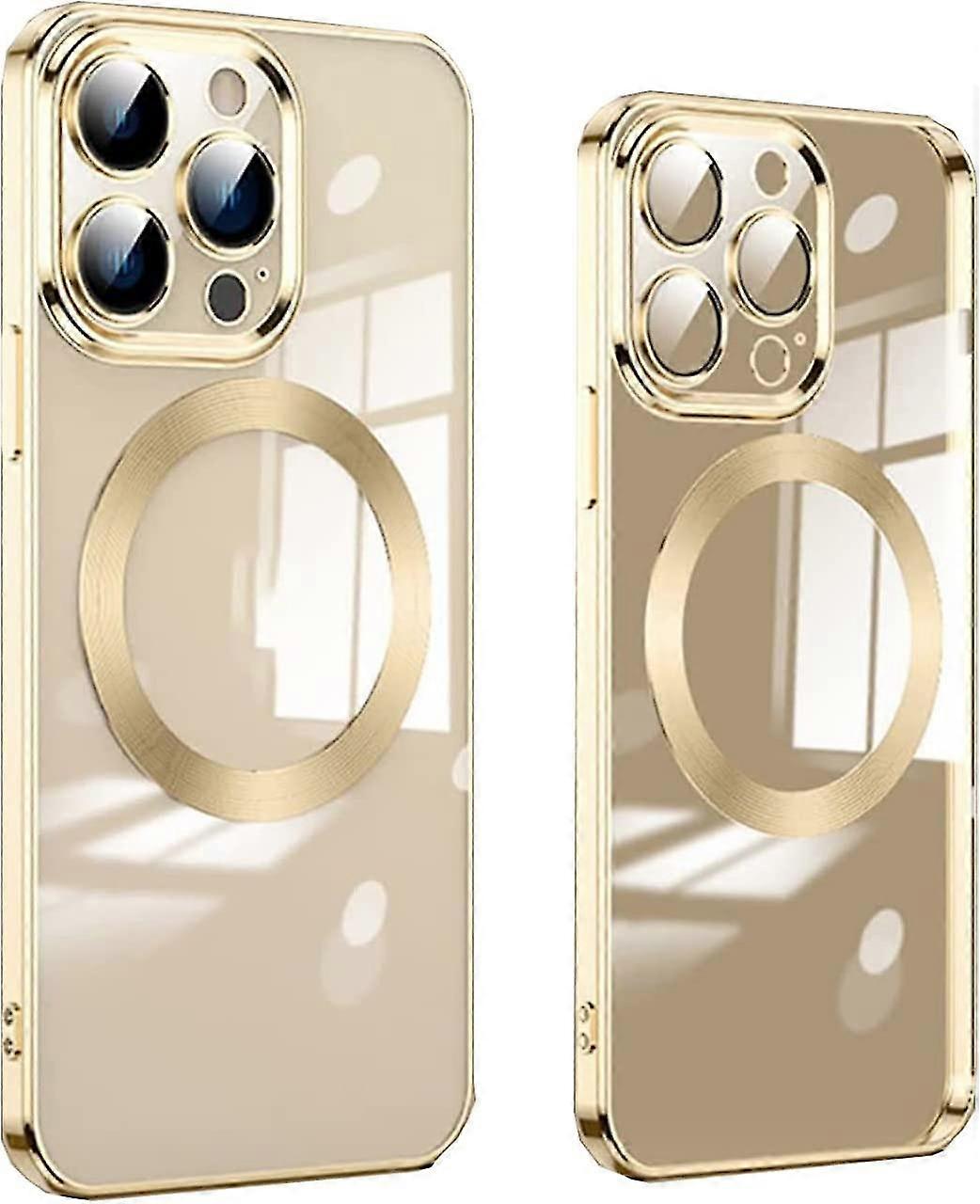 Clear Plating Case With Magsafe Compatible For Iphone 14 Pro Max/14 Pro, Soft Tpu Cover With Len Protector