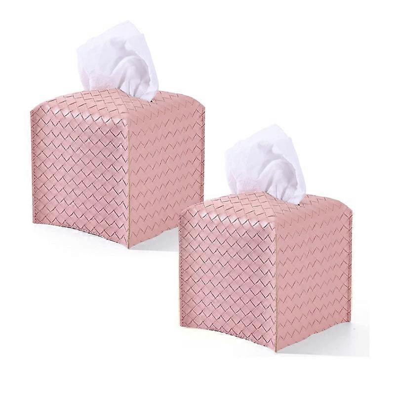 Leather Tissue Box Pink