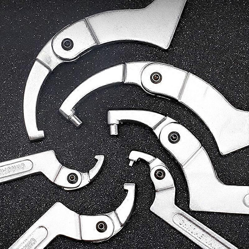 100% New Upgraded Adjustable Round Head Hook Pin Wrench C Shape Spanner Chrome Vanadium Hand Tool, Nonslip Handle, 19-51mm